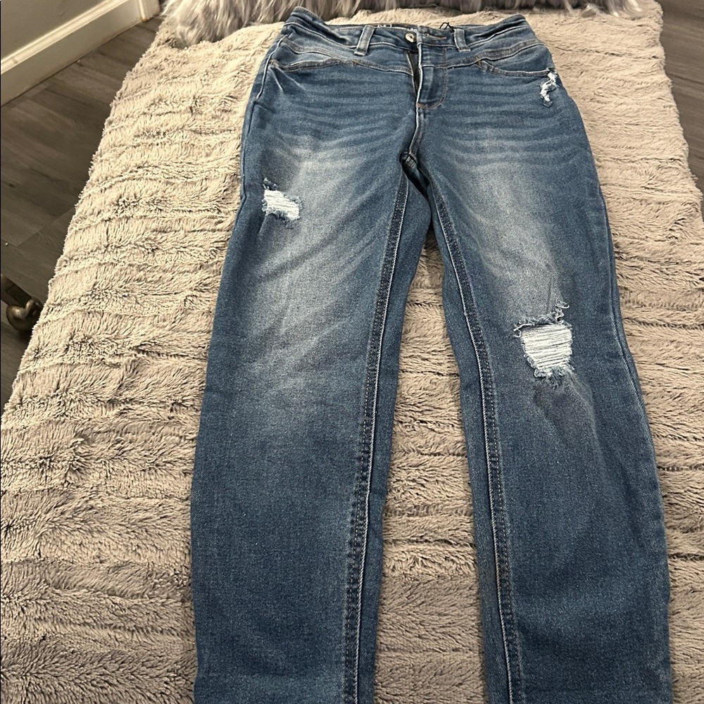 Distressed Blue Jeans